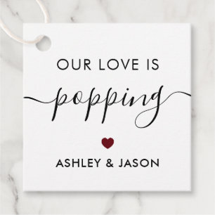 Étiquettes Cadeau Notre Amour est Poppping, Popcorn Tag, Wedding Fav