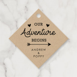 Étiquettes Cadeau Notre aventure commence cœurs et flèches