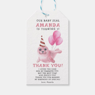 Étiquettes-cadeau Notre bébé phoque 1er anniversaire sous la mer