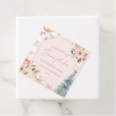 Étiquettes Cadeau Notre Petit Flocon de neige rose fête d'anniversai (En situation)