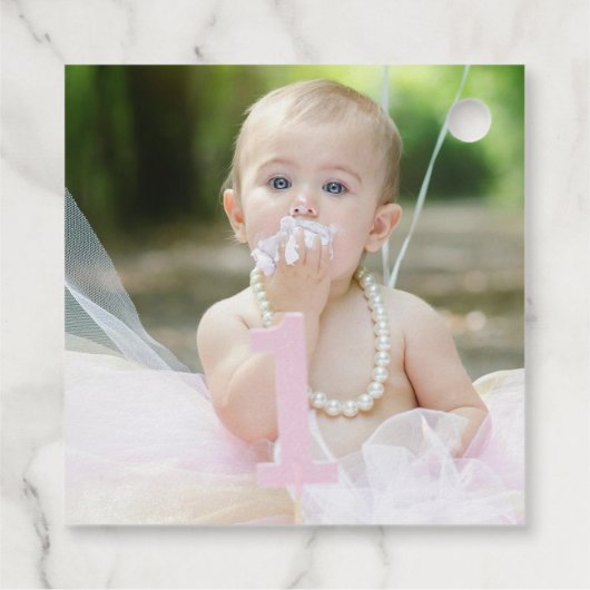 Étiquettes Cadeau Notre petit papillon photo fête d'anniversaire (Dos)