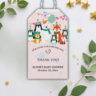 Étiquettes-cadeau Notre Petit Petit Cub Baby shower des animaux de