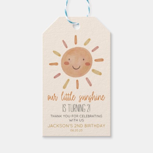 Étiquettes-cadeau Notre Petit Soleil Jaune Jaune Anniversaire (Devant)