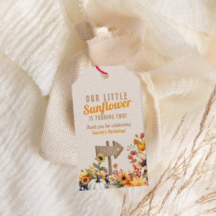 Étiquettes-cadeau Notre petite ferme de tournesol Anniversaire