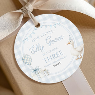 Étiquettes Cadeau Notre petite fête d'anniversaire bleue de l'oie so