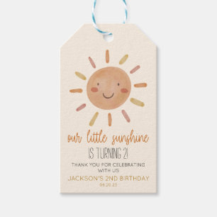 Étiquettes-cadeau Notre petite fête d'anniversaire Soleil Jaune Suns