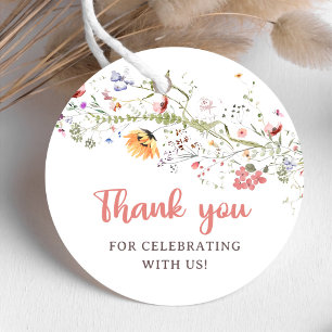 Étiquettes Cadeau Notre Petite Fleur sauvage Bébée Fille 1er anniver