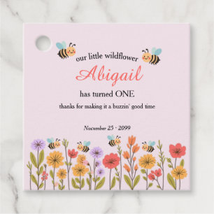 Étiquettes Cadeau Notre petite fleur sauvage florale abeille 1er ann