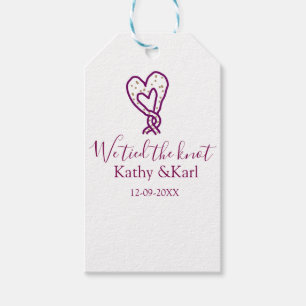 Étiquettes-cadeau Nous avons noué le nœud rose cœur nœuds nom date r