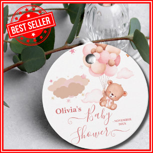 Étiquettes Cadeau Nous Pouvons à Peine Attendre Fille Rose Baby Show