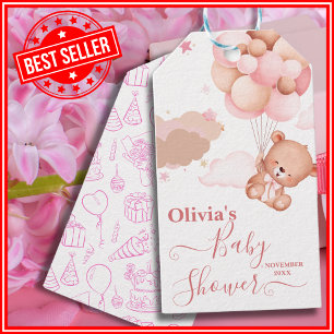Étiquettes-cadeau Nous Pouvons à Peine Attendre Fille Rose Baby Show