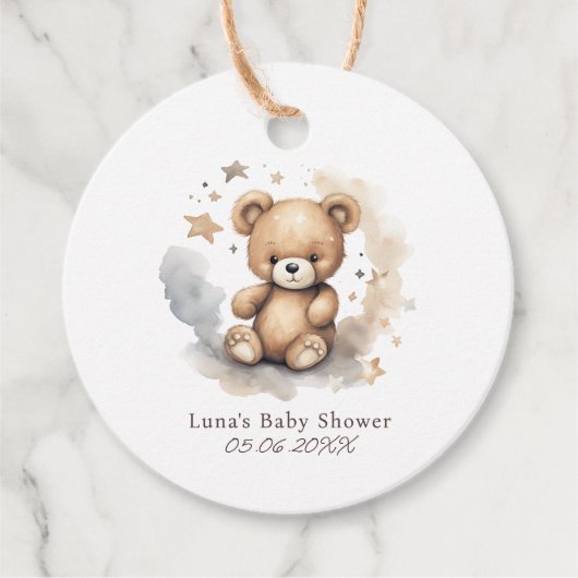 Étiquettes Cadeau Nous pouvons attendre un Baby shower neutre pour l (Devant)