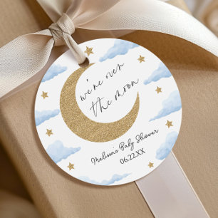 Étiquettes Cadeau Nous sommes au-dessus de la Lune Bleue Baby Shower