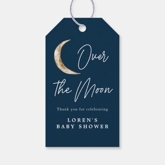 Étiquettes-cadeau Nous Sommes Au-Dessus De Moon Indigo Baby Shower M (Dos)