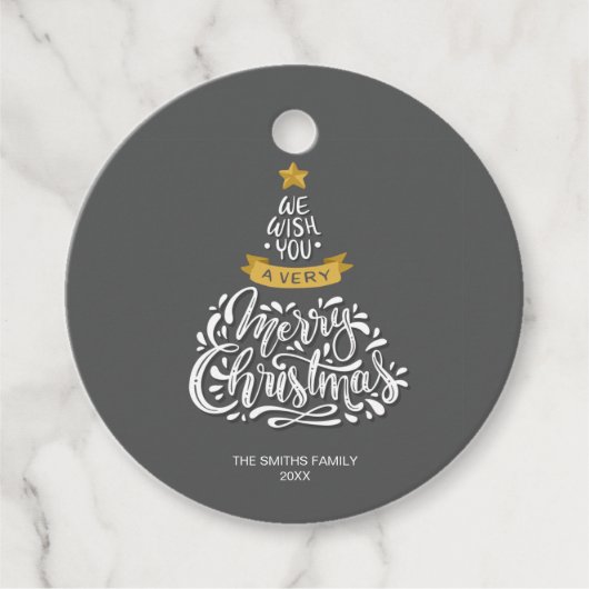 Étiquettes Cadeau Nous vous souhaitons une joyeuse typographie de No (Devant)