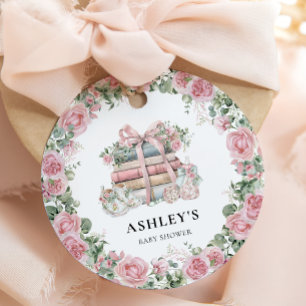 Étiquettes Cadeau Nouveau Chapitre Rose Floral Bow Girl Baby shower