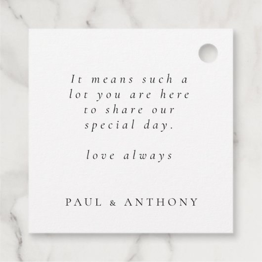 Étiquettes Cadeau Nouveau M. M. Elegant Script Merci Mariage gay (Dos)