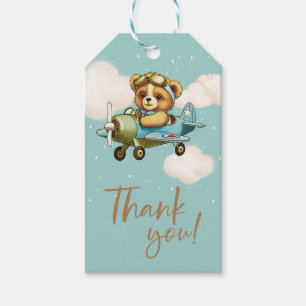 Étiquettes-cadeau Nouveau Teddy ours Adventure Baby shower avion