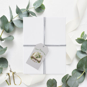 Étiquettes-cadeau Nouveaux Débuts Floral Livre Ouvert Mariage