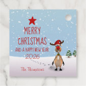 Étiquettes Cadeau Nouvel An Arbre de Noël de rennes drôle 2022 (Dos)