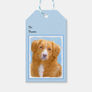 Étiquettes-cadeau Nouvelle-Écosse Peinture de chien pour l'essayeur