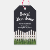 Étiquettes-cadeau Nouvelle maison douce avec clôture blanche et herb (Devant)