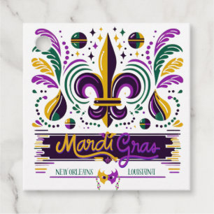 Étiquettes Cadeau Nouvelle-Orléans Mardi Gras jaune violet vert