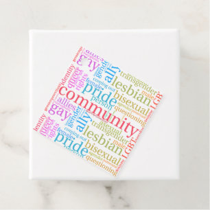 Étiquettes Cadeau Nuage de mots de la communauté arc-en-ciel LGBTQ+
