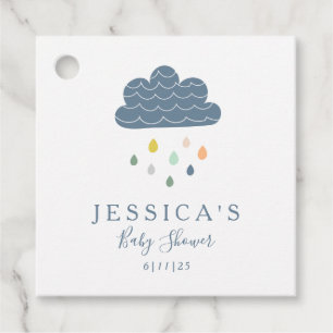 Étiquettes Cadeau Nuages mignons et gouttes de pluie dans le Baby sh