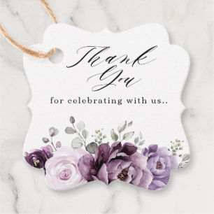 Étiquettes Cadeau Nuances de pourpre Dusty fleurs Mariage Merci