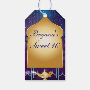 Étiquettes-cadeau Nuit Arabe Lampe Magique Dorée Fête