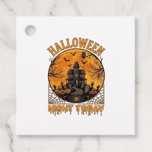 Étiquettes Cadeau Nuit d'Halloween Aujourd'hui Manoir Hanté Citrouil