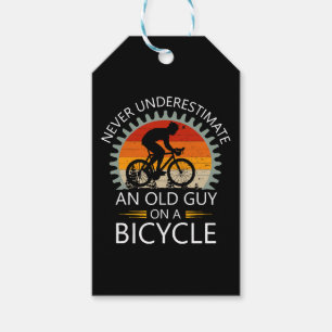 Étiquettes-cadeau N'undermettez jamais un vieil homme à vélo