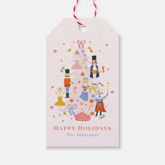 Étiquettes-cadeau Nutacker Pink Christmas Tree Holiday (Devant)