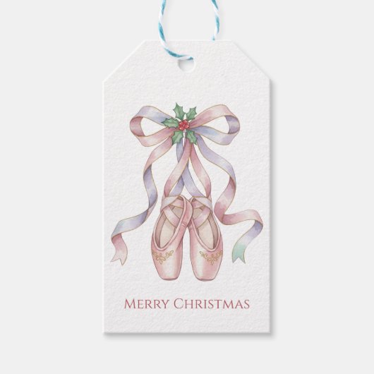 Étiquettes-cadeau Nutcracker Ballet Slippers with Pink Ribbon (Devant)