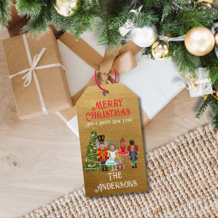 Étiquettes-cadeau Nutcracker Famille de cinq amusants Noël