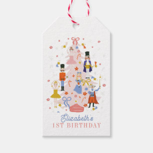Étiquettes-cadeau Nutcracker Pink Christmas Tree Fête Anniversaire