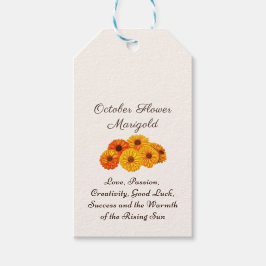 Étiquettes-cadeau Octobre Mois de naissance Fleur Marigold Elegant (Devant)