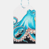 Étiquettes-cadeau Octopus Bleu Sur Encre Blanche (Dos)