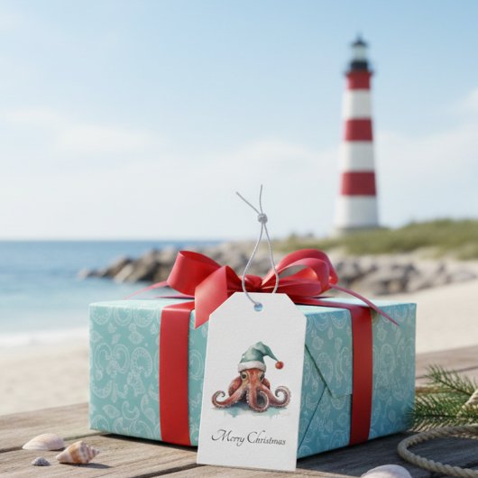 Étiquettes-cadeau Octopus Christmas Joy, coutume