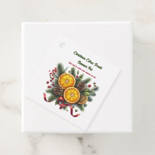 Étiquettes Cadeau Odeurs de pot de mire d'agrumes Noël (En situation)