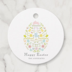 Étiquettes Cadeau Oeuf de Pâques Floral Lapin de feuillage