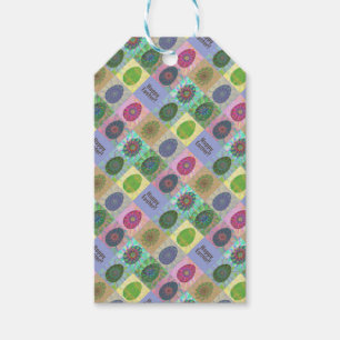 Étiquettes-cadeau Oeufs colorés personnalisés Motif Abstrait Pâques