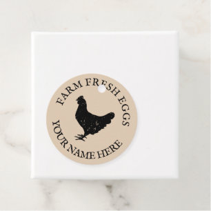 Étiquettes Cadeau OEufs frais de ferme silhouette de poulet nom pers