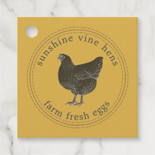 Étiquettes Cadeau Oeufs frais de ferme Vintage Hen Oeuf carton jaune