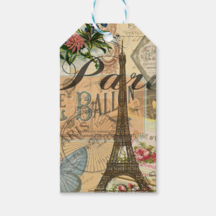 Étiquettes-cadeau Oeuvre colorée Vintage voyage Paris France