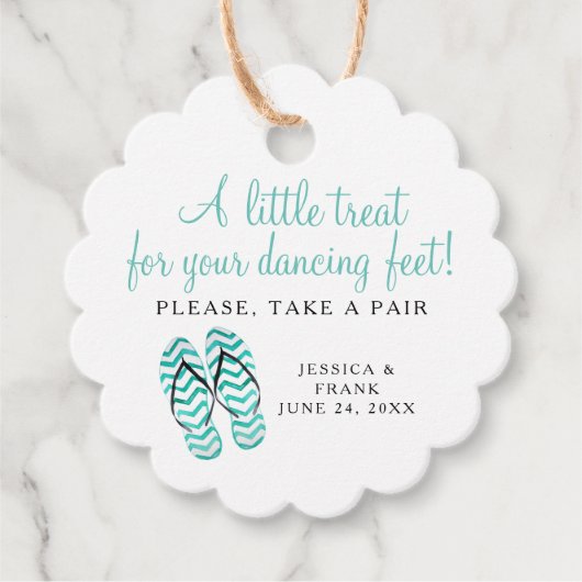 Étiquettes Cadeau Offre Pour Danser Pieds Plage Mariage Flip Flops (Devant)