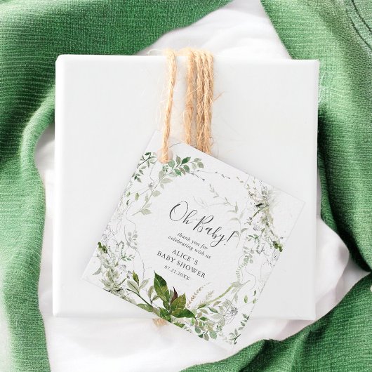 Étiquettes Cadeau Oh Baby Baby shower de verdure moderne