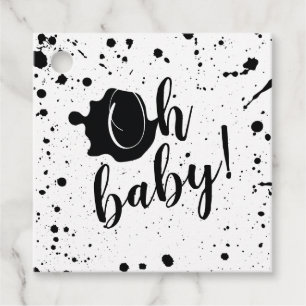 Étiquettes Cadeau Oh Baby Black Paint Splatter Unisex Baby shower