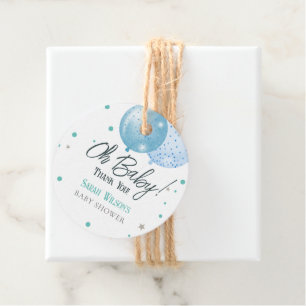 Étiquettes Cadeau Oh Baby Blue Balloons Baby shower garçon